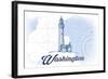 Washington - Lighthouse - Blue - Coastal Icon-Lantern Press-Framed Art Print