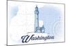 Washington - Lighthouse - Blue - Coastal Icon-Lantern Press-Mounted Art Print