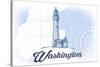 Washington - Lighthouse - Blue - Coastal Icon-Lantern Press-Stretched Canvas