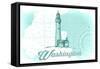 Washington - Lighthouse - Teal - Coastal Icon-Lantern Press-Framed Stretched Canvas