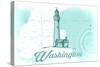 Washington - Lighthouse - Teal - Coastal Icon-Lantern Press-Stretched Canvas