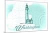 Washington - Lighthouse - Teal - Coastal Icon-Lantern Press-Mounted Premium Giclee Print