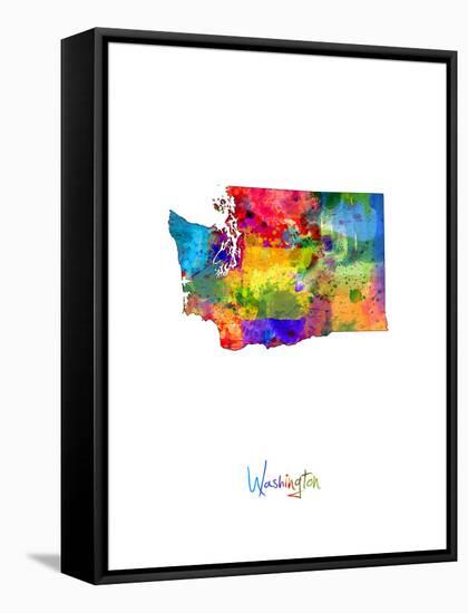 Washington Map-Michael Tompsett-Framed Stretched Canvas