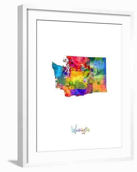 Washington Map-Michael Tompsett-Framed Art Print