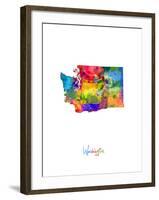 Washington Map-Michael Tompsett-Framed Art Print