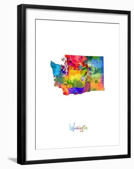 Washington Map-Michael Tompsett-Framed Art Print