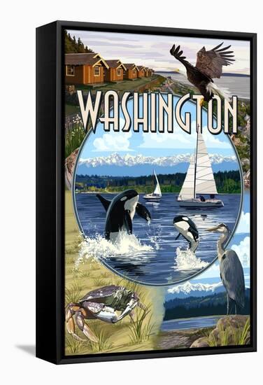 Washington - Montage-Lantern Press-Framed Stretched Canvas