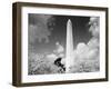 Washington Monument and cherry trees, Washington, D.C. - Black&W-Carol Highsmith-Framed Art Print