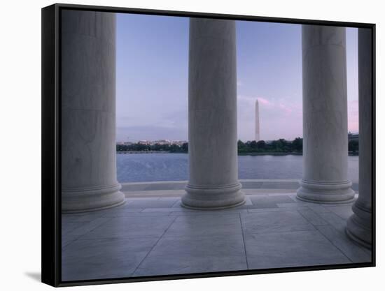 Washington Monument and Jefferson Memorial Columns Washington, D.C. USA-null-Framed Stretched Canvas
