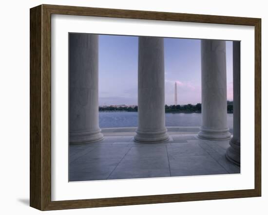 Washington Monument and Jefferson Memorial Columns Washington, D.C. USA-null-Framed Premium Photographic Print