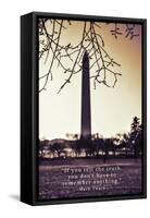 Washington Monument, Cross Processed Look in Washington, DC with Mark Twain Quote-null-Framed Stretched Canvas