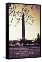 Washington Monument, Cross Processed Look in Washington, DC with Mark Twain Quote-null-Framed Stretched Canvas