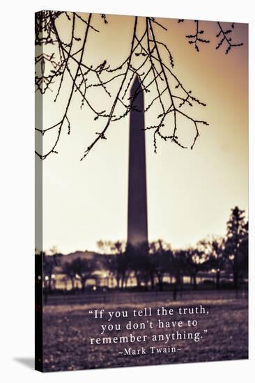 Washington Monument, Cross Processed Look in Washington, DC with Mark Twain Quote-null-Stretched Canvas