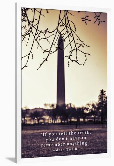 Washington Monument, Cross Processed Look in Washington, DC with Mark Twain Quote-null-Framed Photo
