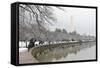 Washington Monument in Winter as Seen from Tidal Basin - Washington Dc, United States of America-Orhan-Framed Stretched Canvas