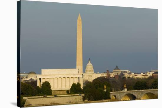 Washington Monument Mall Lincoln Capitol Night DC Travel Series 31-Kent Weakley-Stretched Canvas