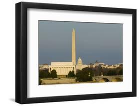 Washington Monument Mall Lincoln Capitol Night DC Travel Series 31-Kent Weakley-Framed Photographic Print