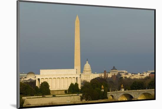 Washington Monument Mall Lincoln Capitol Night DC Travel Series 31-Kent Weakley-Mounted Photographic Print