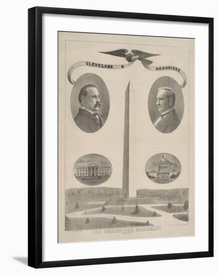 Washington Monument with Grover Cleveland and Thomas A. Hendricks-null-Framed Giclee Print