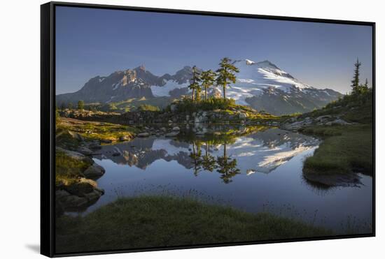 Washington, Mt. Baker Reflecting in a Tarn on Park Butte-Gary Luhm-Framed Stretched Canvas