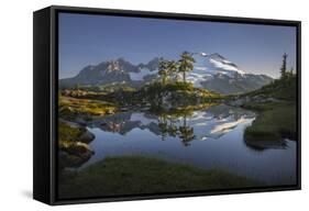 Washington, Mt. Baker Reflecting in a Tarn on Park Butte-Gary Luhm-Framed Stretched Canvas