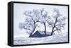 Washington, Palouse, Snow Covered Barn with Old Oak Tree-Terry Eggers-Framed Stretched Canvas