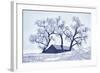 Washington, Palouse, Snow Covered Barn with Old Oak Tree-Terry Eggers-Framed Photographic Print