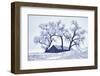 Washington, Palouse, Snow Covered Barn with Old Oak Tree-Terry Eggers-Framed Photographic Print