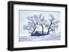 Washington, Palouse, Snow Covered Barn with Old Oak Tree-Terry Eggers-Framed Photographic Print