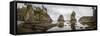 Washington, Panorama of Sea Kayakers Paddling at Cape Flattery on the Olympic Coast-Gary Luhm-Framed Stretched Canvas