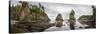 Washington, Panorama of Sea Kayakers Paddling at Cape Flattery on the Olympic Coast-Gary Luhm-Stretched Canvas