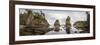 Washington, Panorama of Sea Kayakers Paddling at Cape Flattery on the Olympic Coast-Gary Luhm-Framed Photographic Print