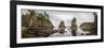 Washington, Panorama of Sea Kayakers Paddling at Cape Flattery on the Olympic Coast-Gary Luhm-Framed Photographic Print