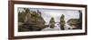 Washington, Panorama of Sea Kayakers Paddling at Cape Flattery on the Olympic Coast-Gary Luhm-Framed Photographic Print