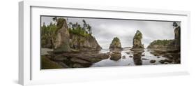 Washington, Panorama of Sea Kayakers Paddling at Cape Flattery on the Olympic Coast-Gary Luhm-Framed Photographic Print