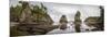 Washington, Panorama of Sea Kayakers Paddling at Cape Flattery on the Olympic Coast-Gary Luhm-Mounted Photographic Print