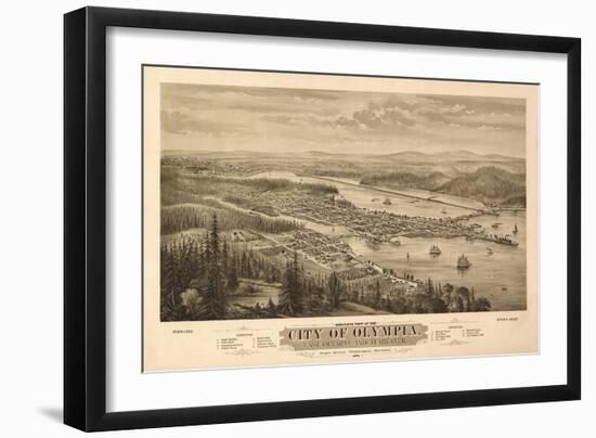 Washington - Panoramic Map of Olympia-Lantern Press-Framed Art Print