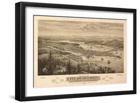 Washington - Panoramic Map of Olympia-Lantern Press-Framed Art Print