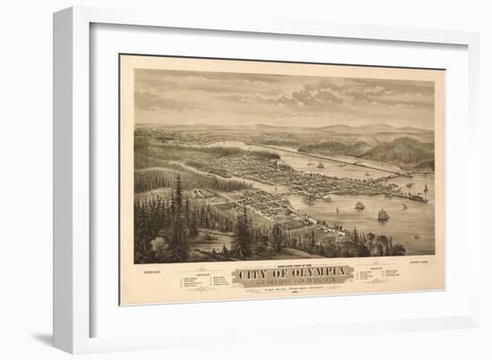 Washington - Panoramic Map of Olympia-Lantern Press-Framed Art Print