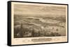 Washington - Panoramic Map of Olympia-Lantern Press-Framed Stretched Canvas