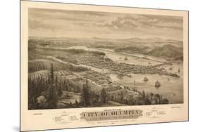 Washington - Panoramic Map of Olympia-Lantern Press-Mounted Premium Giclee Print