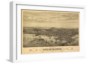 Washington - Panoramic Map of Seattle-Lantern Press-Framed Art Print