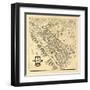 Washington - Panoramic Map of Seattle-Lantern Press-Framed Art Print