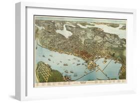 Washington - Panoramic Map of Seattle-Lantern Press-Framed Art Print