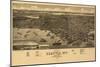 Washington - Panoramic Map of Seattle-Lantern Press-Mounted Art Print