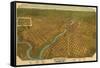 Washington - Panoramic Map of Spokane-Lantern Press-Framed Stretched Canvas