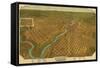 Washington - Panoramic Map of Spokane-Lantern Press-Framed Stretched Canvas