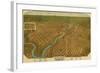 Washington - Panoramic Map of Spokane-Lantern Press-Framed Art Print