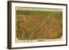 Washington - Panoramic Map of Spokane-Lantern Press-Framed Art Print