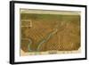 Washington - Panoramic Map of Spokane-Lantern Press-Framed Art Print